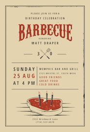 Birthday BBQ BBQ Party Invitation Template Free Greetings Island